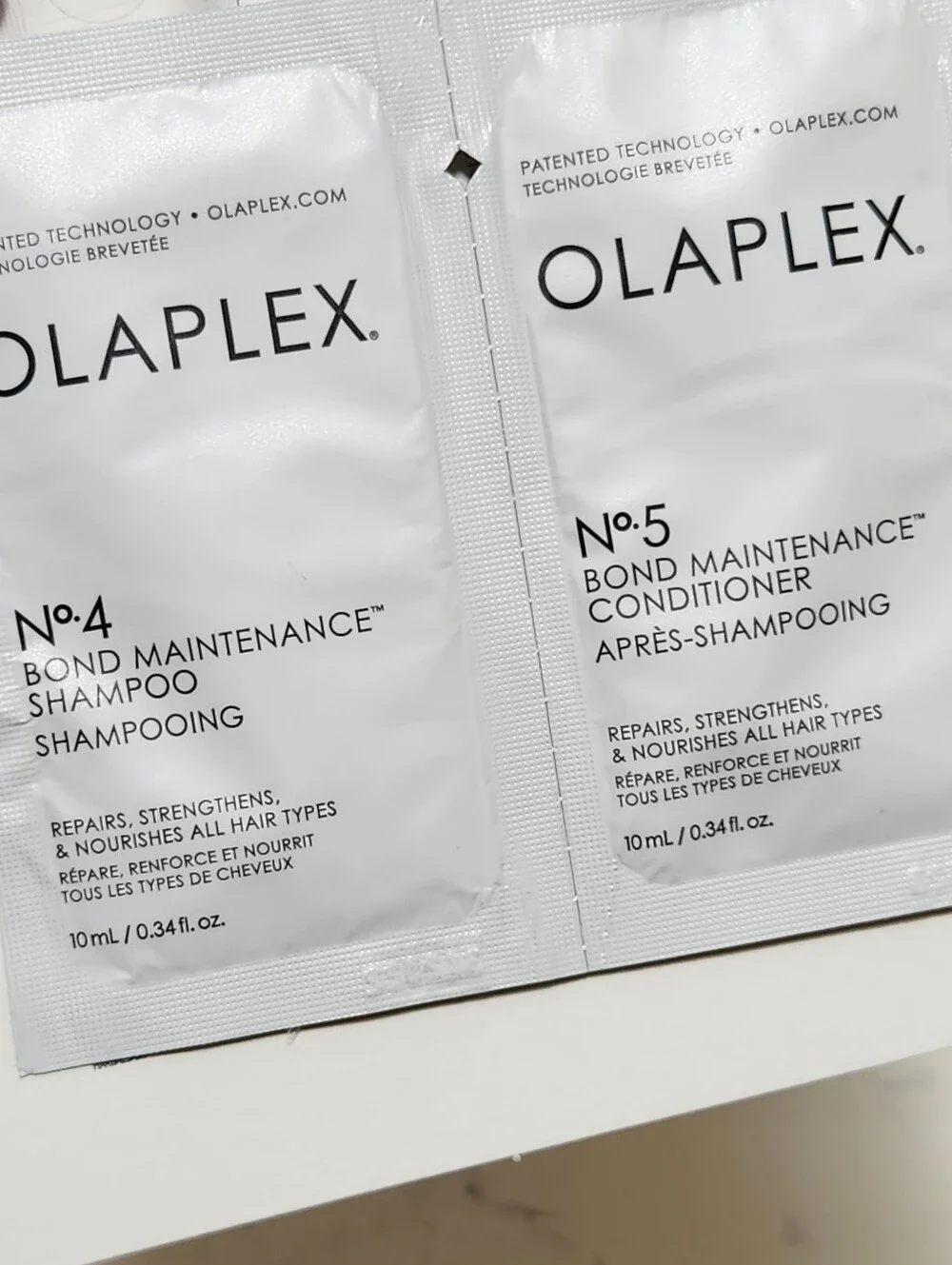 Olaplex No 4/ No 5 Shampoo Conditioner Foil Packet Set 10mL/.34 oz Travel